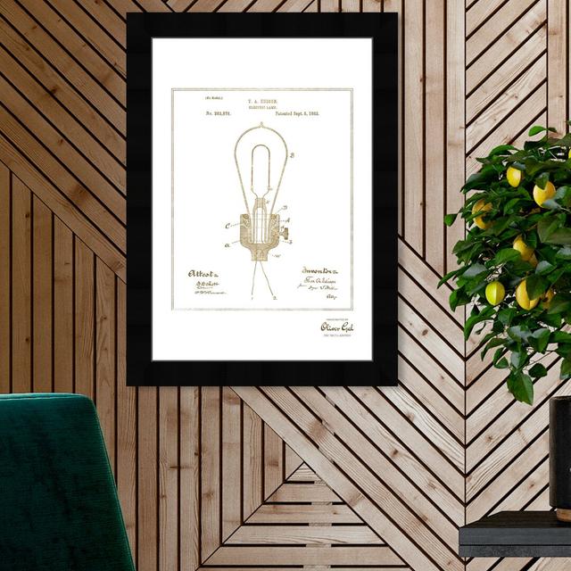 'Edison Electric Lamp 1882' Framed Graphic Art in Gold East Urban Home Size: 31 cm H x 25 cm W on Productcaster.