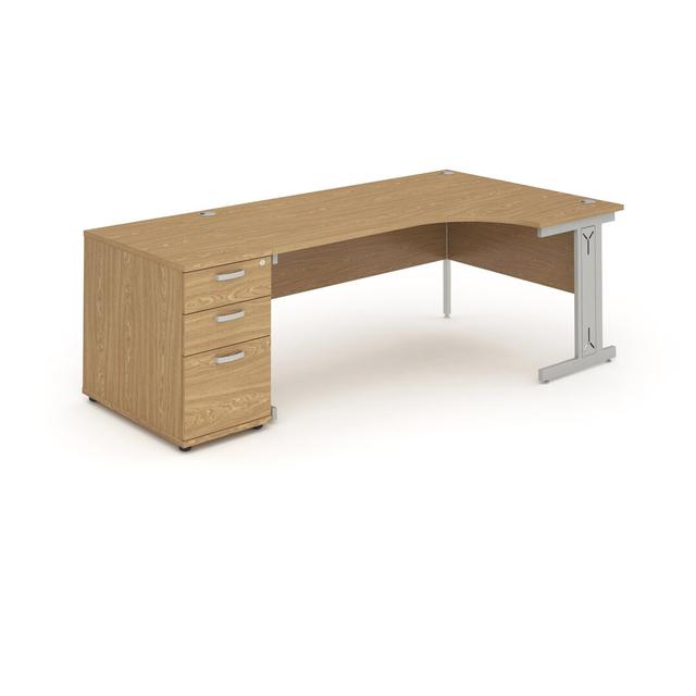 Schreibtisch Brayden Studio Größe: 73 cm H x 203 cm B x 120 cm T, Farbe: Weiß, Ausrichtung: links on Productcaster.