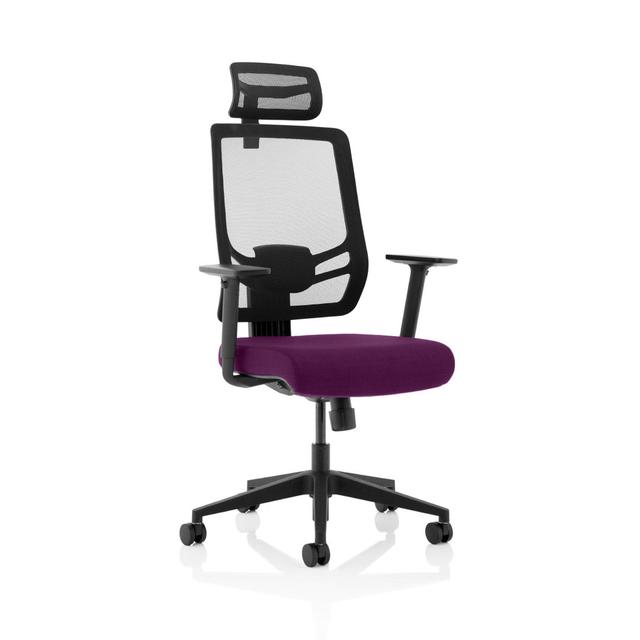 Bürodrehstuhl Ergo Twist Dynamic Office Seating Individuell anpassbar: Mit Kopfstütze, Polsterfarbe: Rainfarnlila on Productcaster.