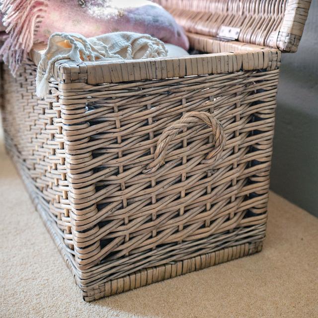 Large Light Grey Wicker Storage Trunk Double Weave Basket with Lid Arthur Cameron on Productcaster.