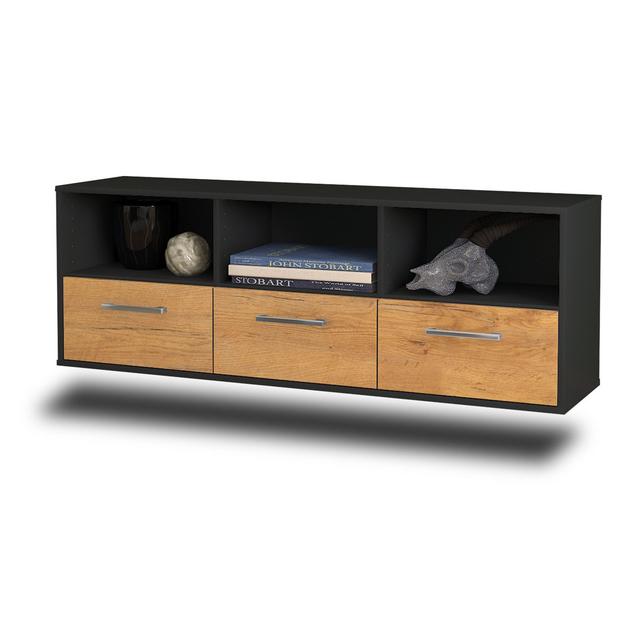 Las Vegas TV stand, color: orange/white, flying/metal handles, size: 92 x 49 x 35cm Latitude Run Colour: Oak/Anthracite on Productcaster.