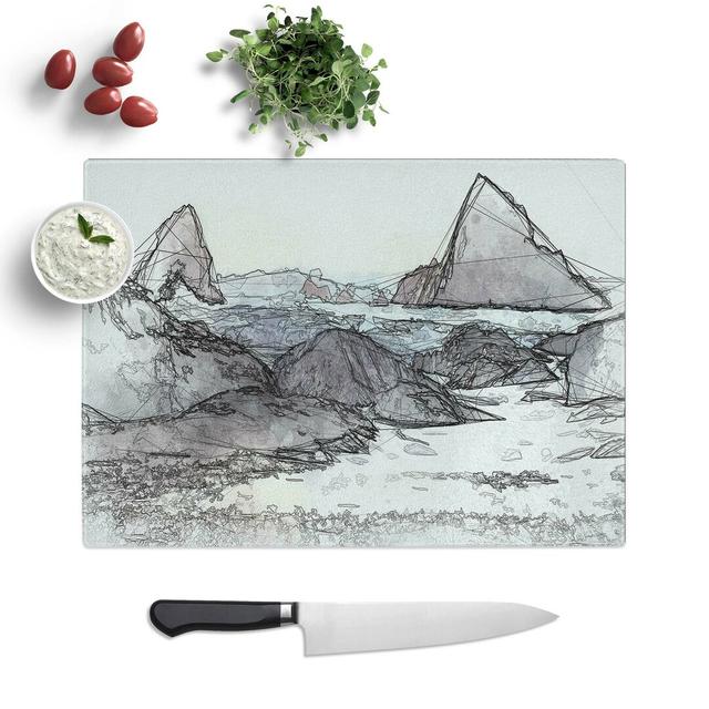 Tempered Glass Ocean Crashing Against Rocks Chopping Board East Urban Home Size: 39 cm W x 28.5 cm L on Productcaster.