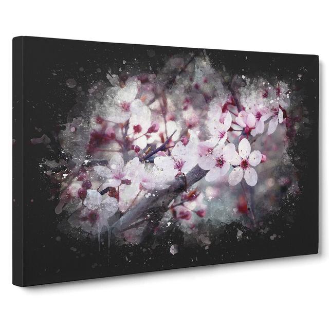 Pink Cherry Blossom Flowers Vol.8 - Wrapped Canvas Graphic Art East Urban Home Size: 60cm H x 91cm W x 3cm D on Productcaster.