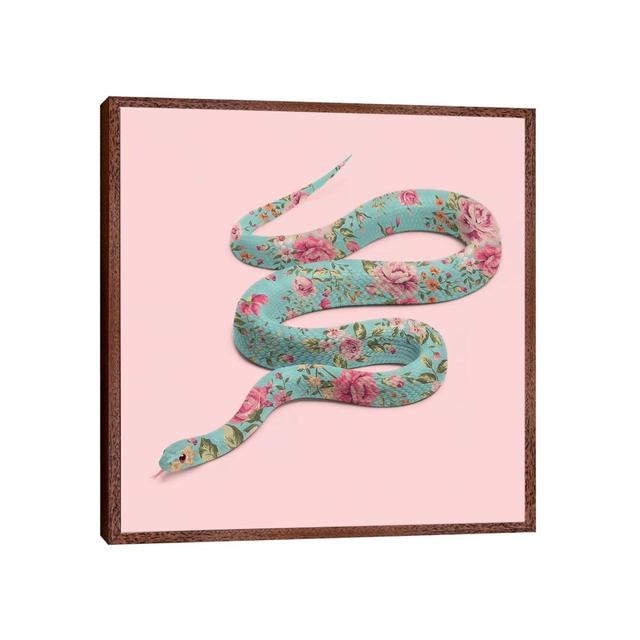 Floral Snake by Paul Fuentes - Print on Canvas Latitude Run Size: 45.72cm H x 45.72cm W x 3.81cm D, Frame Option: Brown Framed on Productcaster.