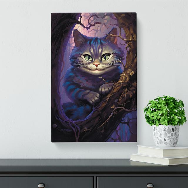 Cheshire Cat Nouveau - Print on Canvas Marlow Home Co. Size: 50cm H x 35cm W x 3cm D on Productcaster.