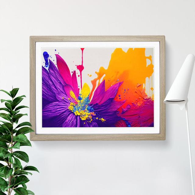 Glamorous Modern Flower - Picture Frame Graphic Art 17 Stories Frame Colour: Oak, Size: 25cm H x 34cm W x 2cm D on Productcaster.