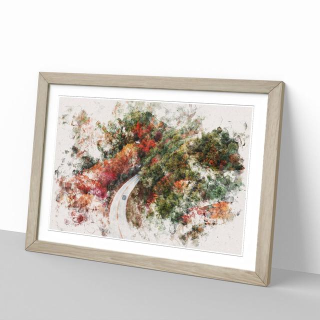 Road Through an Autumn Forest Vol.2 Watercolour - Picture Frame Graphic Art East Urban Home Frame Option: Oak Framed, Size: 65cm H x 90cm W x 2cm D on Productcaster.