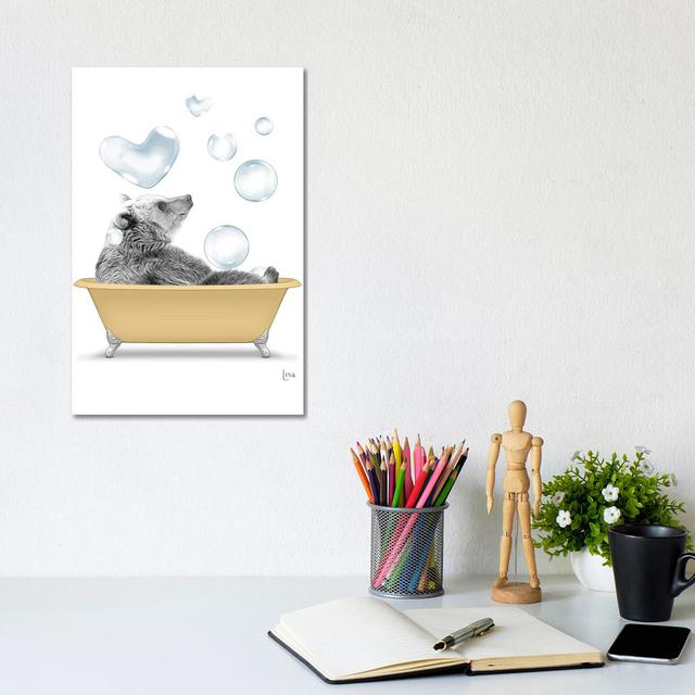 Bear In The Gold Bath Happy Larry Size: 30.48cm H x 20.32cm W x 1.905cm D on Productcaster.