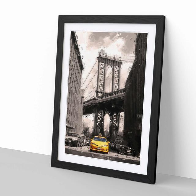 Yellow Taxi Cab in New York City in Abstract - Picture Frame Graphic Art Print on MDF East Urban Home Size: 91cm H x 60cm W x 2cm D, Frame Option: Bla on Productcaster.