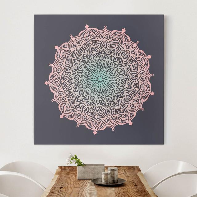 Leinwandbild Mandala Ornament in Rosa & Blau von Andrea Haase Bloomsbury Market Größe: 70 cm H x 70 cm B on Productcaster.