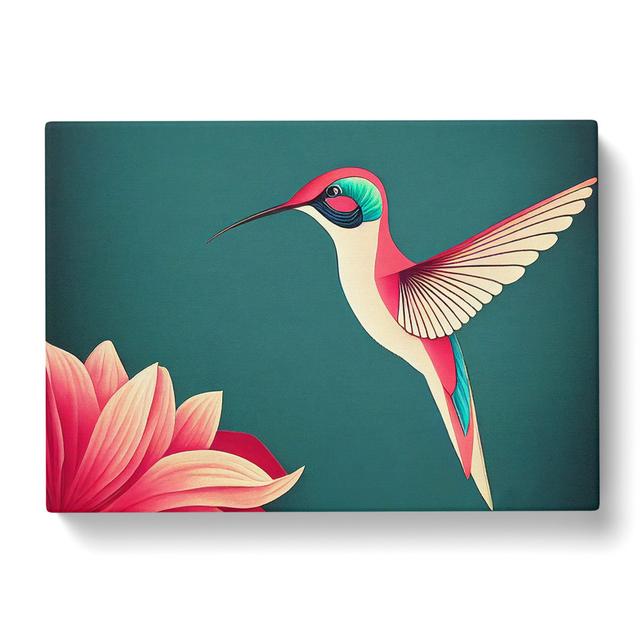 Hummingbird Art Deco Abstract - Wrapped Canvas Graphic Art Marlow Home Co. Size: 35cm H x 50cm W x 3cm D on Productcaster.