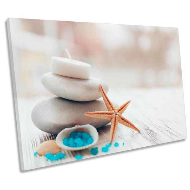 Spa Stones Candles Bathroom Framed CANVAS PRINT Wall Art Highland Dunes Size: 40.6cm H x 61cm W x 2cm D on Productcaster.