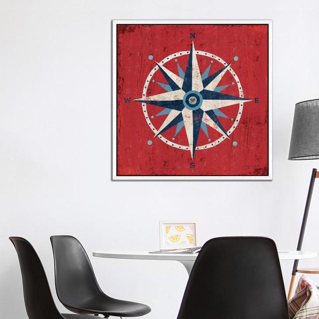 Nautical Love (Compass) by Michael Mullan - Gallery-Wrapped Canvas Giclée on Canvas Longshore Tides Size: 93.98cm H x 93.98cm W x 3.81cm D, Format: Wh on Productcaster.