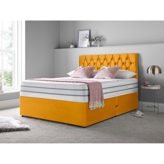 Boltwood Divan Bed Set Rosdorf Park Colour: Mustard, Size: Small Double (4'), Storage Type: Left Side Drawers on Productcaster.