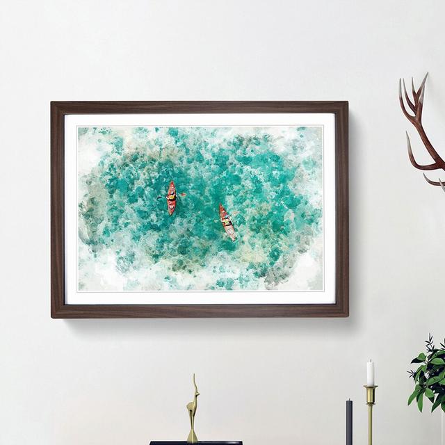 Two Canoe Boats in Abstract - Picture Frame Painting Print East Urban Home Size: 48cm H x 65cm W x 2cm D, Frame Option: Walnut Framed on Productcaster.