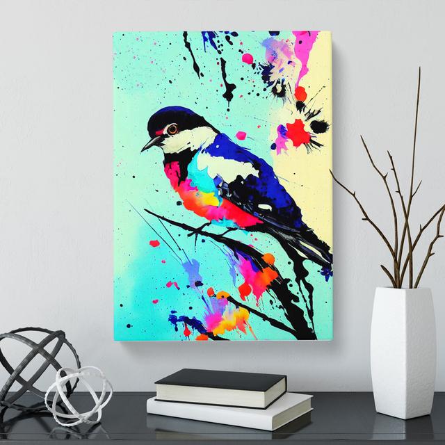 Artesian Swallow Bird Paint Splatter Vol.2 - Wrapped Canvas Print Marlow Home Co. Size: 60cm H x 40cm W on Productcaster.