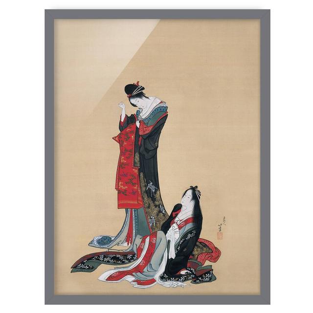 Two Courtesans by Katsushika Hokusai - Picture Frame Painting Rosalind Wheeler Size: 40cm H x 30cm W x 2cm D, Frame Option: Grey Framed on Productcaster.