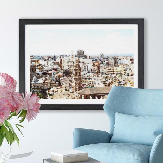 'The Valencia Skyline in Spain' by Unknown - Picture Frame Painting Print on Paper East Urban Home Size: 45cm H x 63cm W x 2cm D, Frame Option: Black on Productcaster.