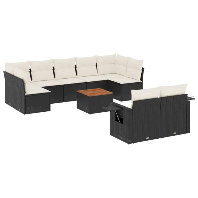 62 cm breites Outdoor-Sitzgruppen-Set mit Kissen DEvidaxl Rahmenfarbe: Schwarz, Kissenfarbe: Beige on Productcaster.