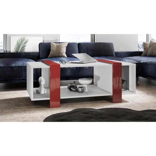 Bouirou Sled Coffee Table with Storage Ivy Bronx Colour: White Matt/Bordeaux High Gloss on Productcaster.