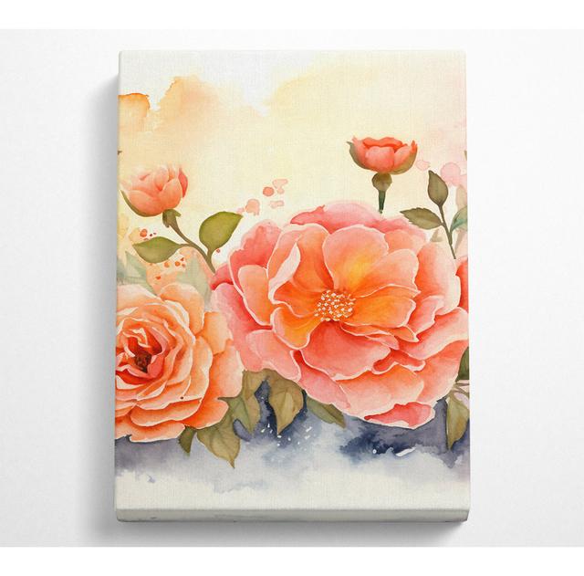 Peach Flowers In Bloom - Single Picture Frame Art Prints on Canvas Bright Star Size: 142.2cm H x 101.6cm W x 10cm D on Productcaster.