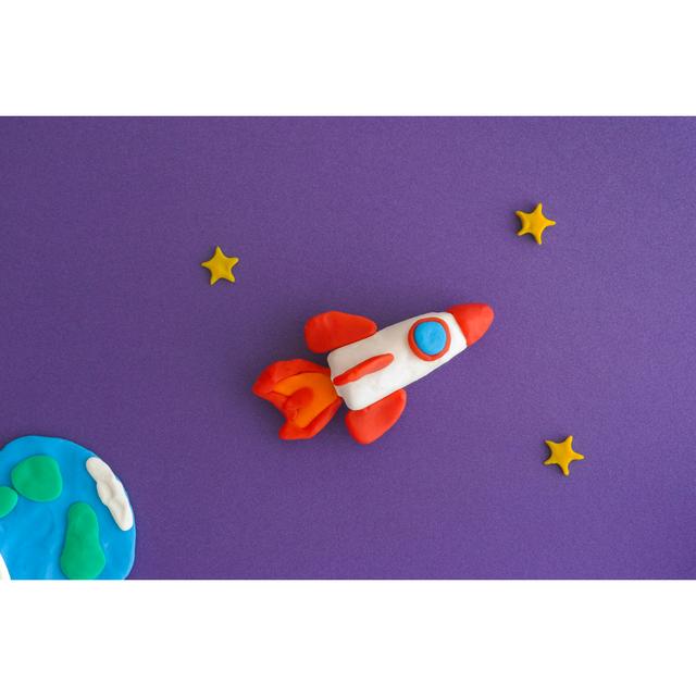 Space Rocket Blasting Off For New Ideas by Professor25 - Wrapped Canvas Print Zoomie Kids Size: 51cm H x 76cm W x 3.8cm D on Productcaster.