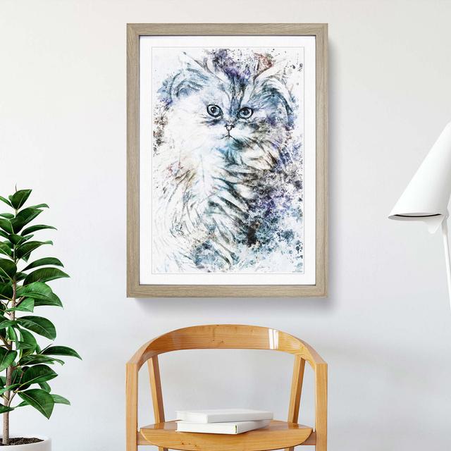 Persian Cat in Abstract - Picture Frame Painting Print on MDF East Urban Home Size: 87cm H x 62cm W x 2cm D, Frame Option: Oak Framed on Productcaster.