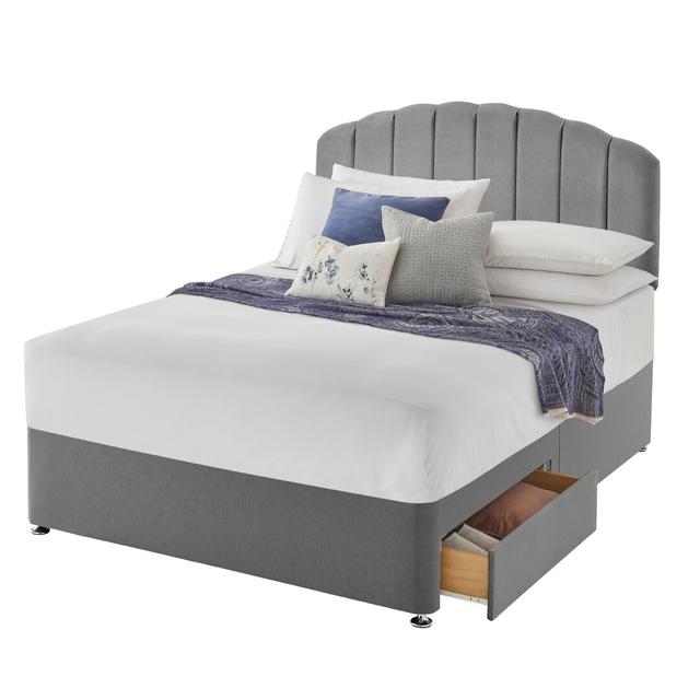 Silentnight upholstered premium Divan bed - base only Silentnight Size: Double (4'6), Storage Type: 2 Drawers, Colour: Slate Grey on Productcaster.