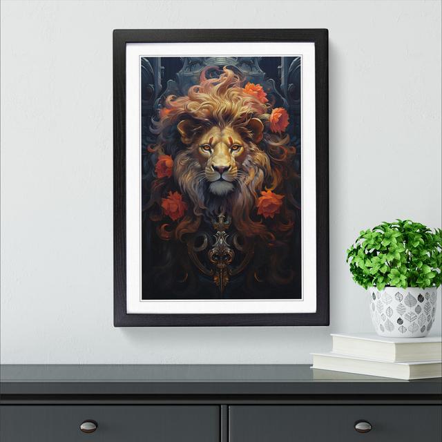 Lion Baroque - Single Picture Frame Print on Wood Latitude Vive Format: Black Framed, Size: 46cm H x 34cm W x 2cm D on Productcaster.