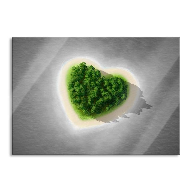 Cute Heart -Shaped Island - Unframed Graphic Art on Glass Brayden Studio Size: 60cm H x 80cm W x 0.4cm D on Productcaster.