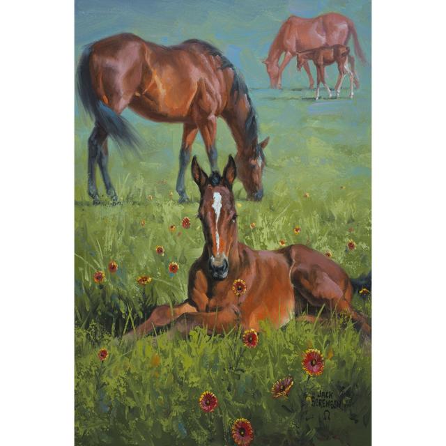 Indian Blanket by Jack Sorenson - Wrapped Canvas Painting August Grove Size: 91cm H x 61cm W x 3.8cm D on Productcaster.