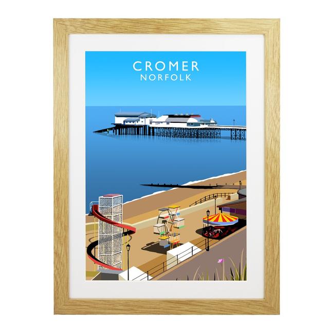 Cromer by Richard O'Neil - Graphic Art Print on Paper East Urban Home Format: Oak Wood Frame, Size: 43.5 cm H x 33.5 cm W x 2.2 cm D on Productcaster.