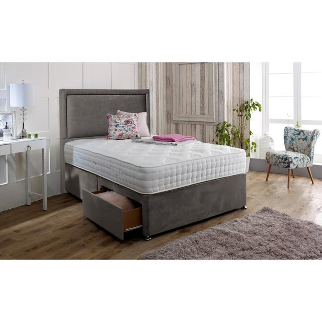 Ellie Divan Bed & Headboard Fairmont Park Storage Type: 2 Drawers (Same Side), Size: Single (3'), Colour: Grey on Productcaster.