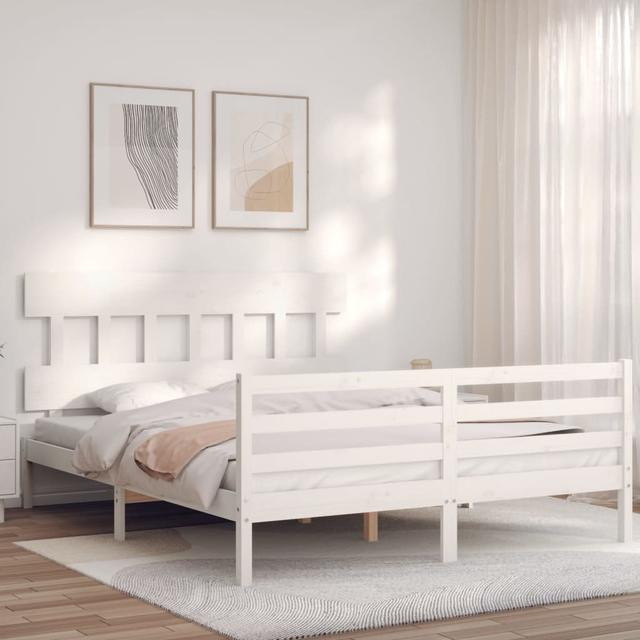 Talleyville Solid Wood Bed Marlow Home Co. Colour: White, Size: European Kingsize (160 x 200 cm) on Productcaster.