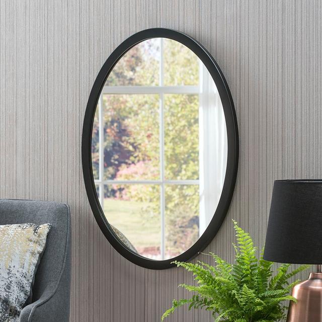 Maureen Oval Wood Framed Wall Mounted Accent Mirror Zipcode Design Size: 44.5cm H x 34.3cm W, Finish: Black on Productcaster.