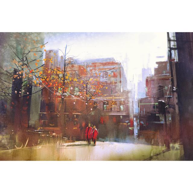 Couple Walking on Photograph Street by Grandfailure - Wrapped Canvas Painting ClassicLiving Size: 30cm H x 46cm W on Productcaster.