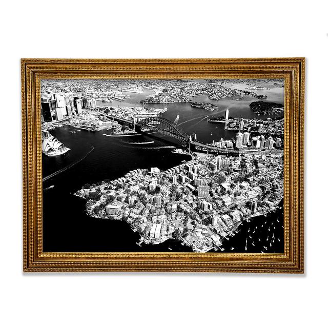 Sydney Harbour Bridge Ariel View B N W - Print Bright Star Size: 42cm H x 59.7cm W x 3cm D on Productcaster.