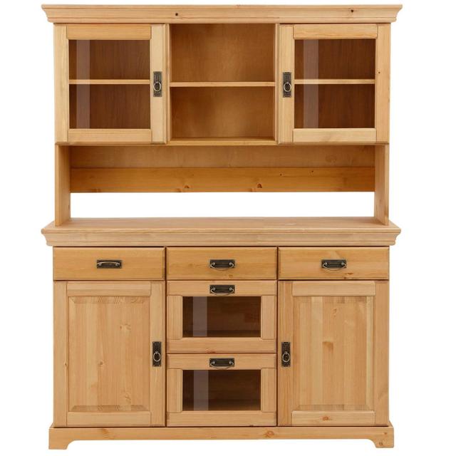 Harrietstown 145cm Wide 3 Drawer Pine Solid Wood Highboard Rosalind Wheeler Colour: Brown Oil on Productcaster.