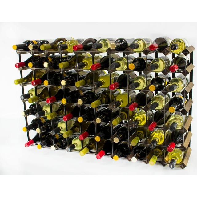 Liddle Floor Wine Bottle Rack Wrought Studio Finish: Walnut Stained Pine / Black Steel on Productcaster.