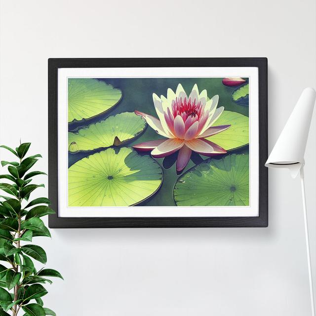 Watercolour Water Lily Flower Vol.6 - Single Picture Frame Print Marlow Home Co. Size: 25cm H x 34cm W, Format: Black on Productcaster.