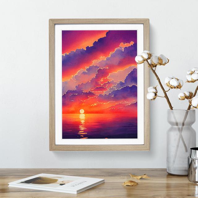 Imaginative Ocean Sunset House of Hampton Size: 46cm H x 34cm W, Frame Colour: Beige on Productcaster.