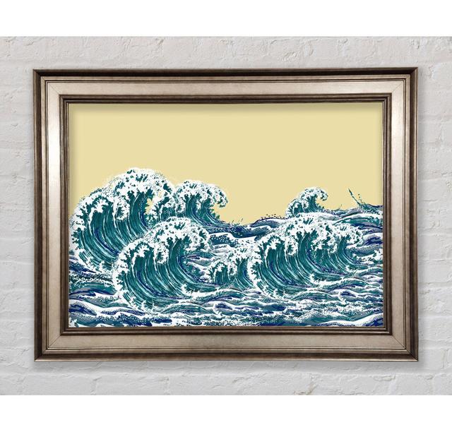 Waves On Yellow Framed Print Bright Star Size: 84.1cm H x 142.2cm W on Productcaster.