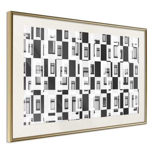 Modern Public Housing - Picture Frame Graphic Art Print on Paper Metro Lane Size: 60cm H x 90cm W x 1.5cm D, Frame Option: Golden Matte Framed on Productcaster.