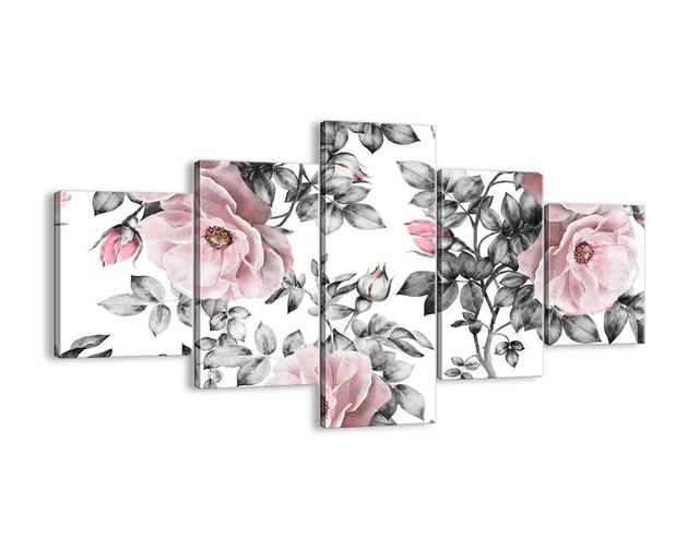 Get Lost in Rose Flowers - 5 Piece Graphic Art Print Set on Canvas Fleur De Lis Living Size: 70cm H x 125cm W x 1.8cm D on Productcaster.