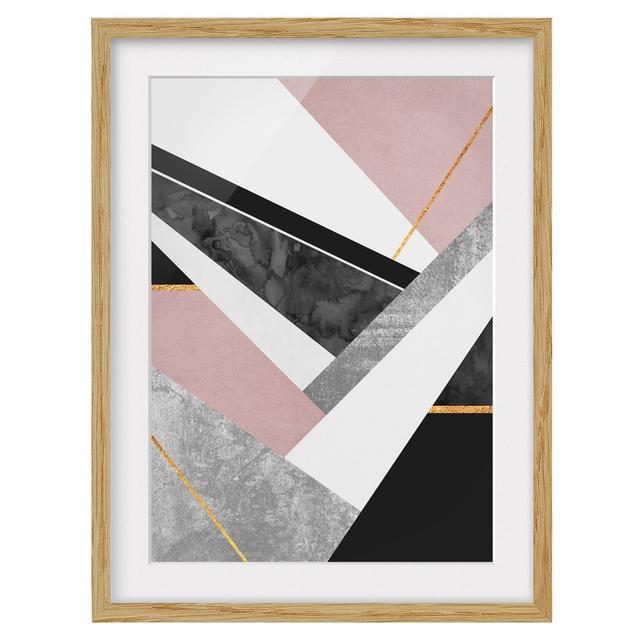 Black White Geometry with Gold - Picture Frame Graphic Art Canora Grey Frame Option: Brown Framed, Size: 70cm H x 50cm W x 2cm D on Productcaster.