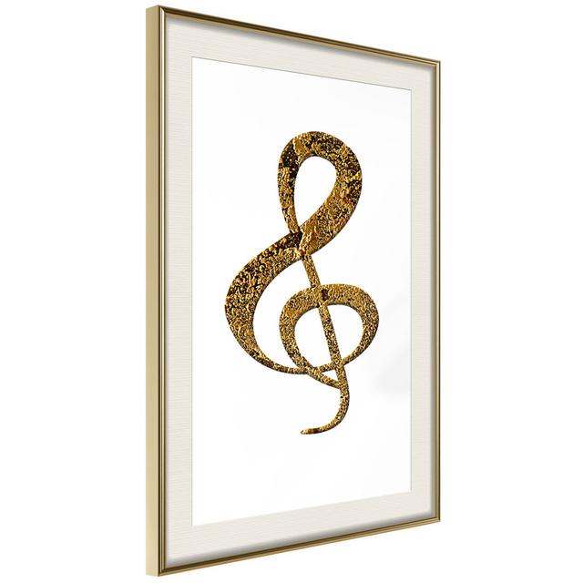 Gerahmter Grafikdruck Golden Treble Clef Canora Grey Größe: 45 cm H x 30 cm B x 2 cm T, Rahmenart: Goldener Rahmen on Productcaster.