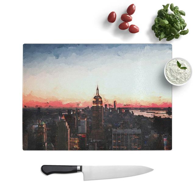 Tempered Glass The Empire State in New York in Abstract Chopping Board East Urban Home Size: 28.5 cm W x 20 cm L on Productcaster.