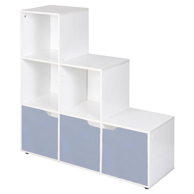 6 Cube Step Storage Shelf Unit Oak + 3 Pink Doors Ebern Designs Colour: White/Grey on Productcaster.