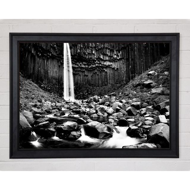 Waterfall Valley Rocks B N W - Single Picture Frame Art Prints Union Rustic Size: 42cm H x 59.7cm W x 1.5cm D on Productcaster.