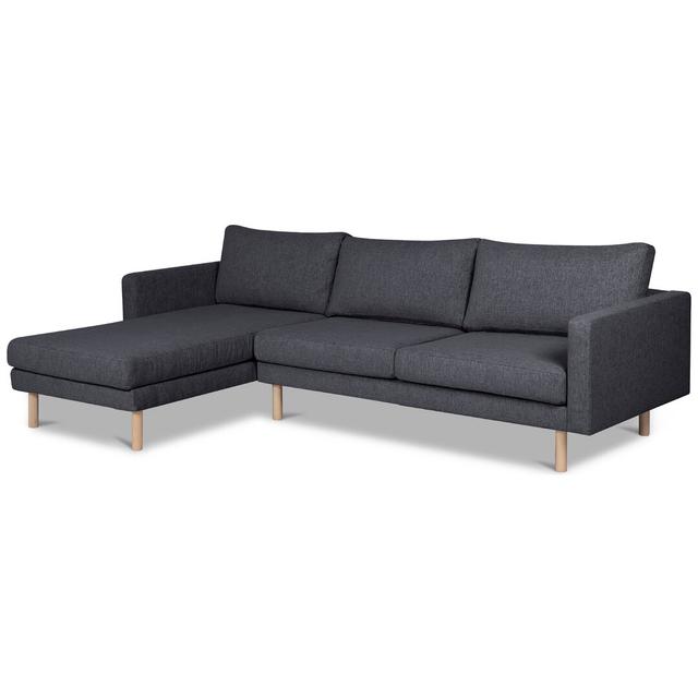 Ecksofa Dandir Ebern Designs Farbe der Polsterung: Anthrazitfarbene Chenille, Ausrichtung: Links ausgerichtet, Beinfarbe: Buche on Productcaster.